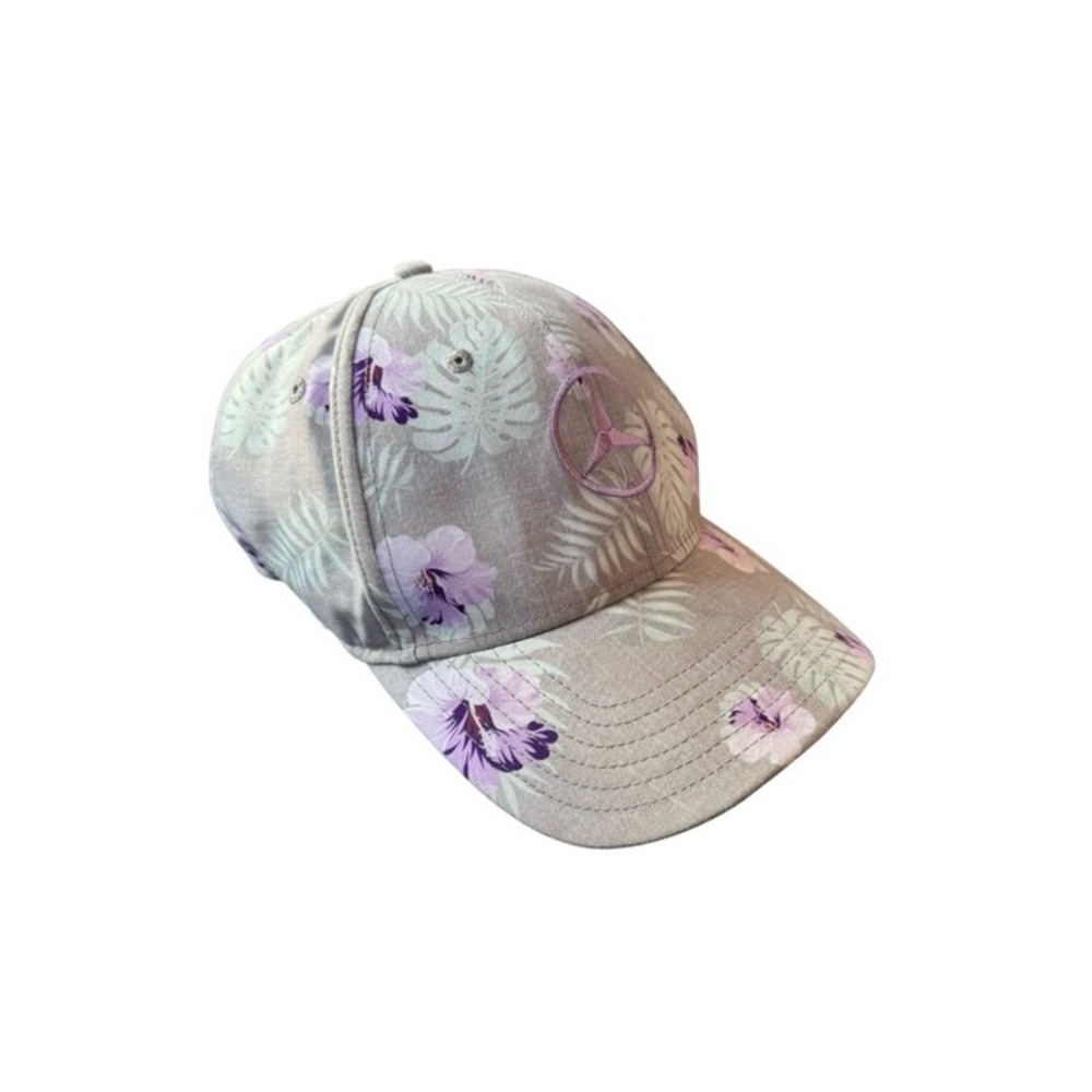 Sportsman Tropical Print Taupe & Lavender Embroidered Mercedes Benz Baseball Cap